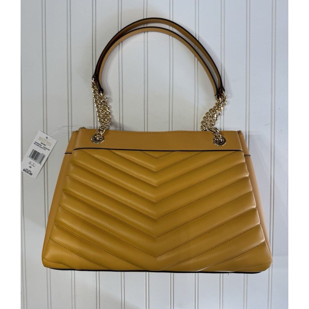 NWT Michael Kors Whitney Medium Quilted Tote Bag Golden Yellow Gold MSRP $628 - Picture 2 of 6
